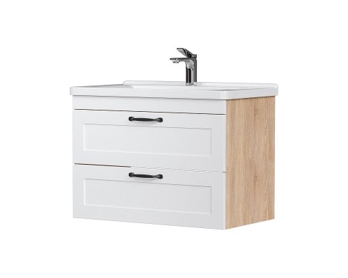 Тумба под раковину Equil Lago 80 tpLAGO80.2Y-04 подвесная цвет Белый Светлое дерево