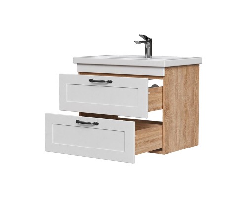 Тумба под раковину Equil Lago 70 tpLAGO70.2Y-04 подвесная цвет Белый Светлое дерево