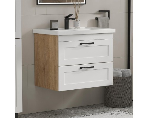 Тумба под раковину Equil Lago 70 tpLAGO70.2Y-04 подвесная цвет Белый Светлое дерево