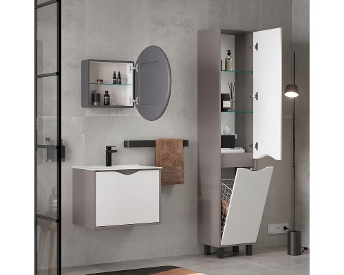 Зеркальный шкаф Equil Smile 60 szSMILE.D600 с подсветкой цвет Графит софт