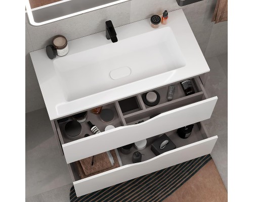 Тумба под раковину Equil Smile 100 tnSMILE100.2Y-04 цвет Белый Лен антрацит