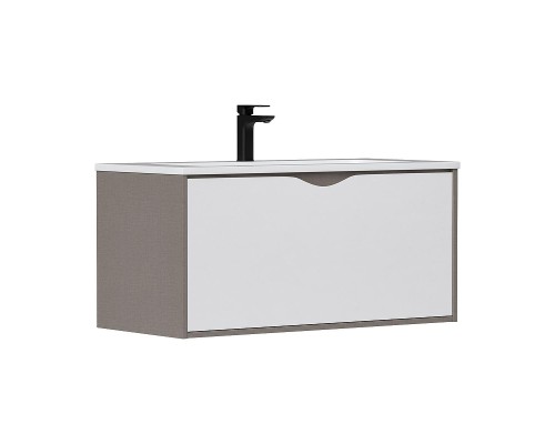 Тумба под раковину Equil Smile 100 tpSMILE100.1Y-04 подвесная цвет Белый Лен антрацит