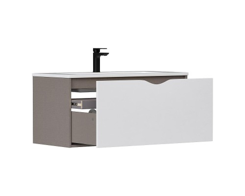 Тумба под раковину Equil Smile 100 tpSMILE100.1Y-04 подвесная цвет Белый Лен антрацит