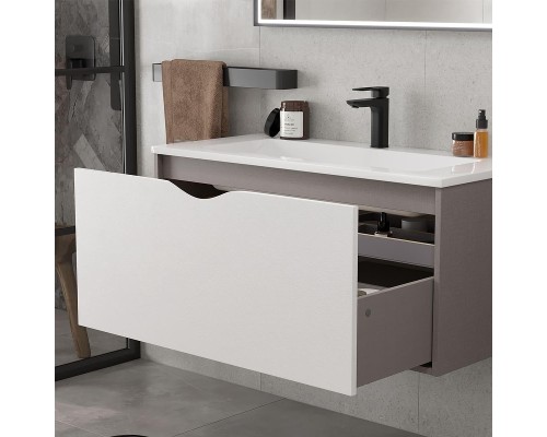 Тумба под раковину Equil Smile 100 tpSMILE100.1Y-04 подвесная цвет Белый Лен антрацит