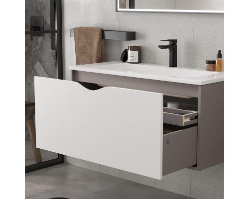 Тумба под раковину Equil Smile 100 tpSMILE100.1Y-04 подвесная цвет Белый Лен антрацит