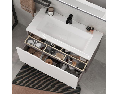 Тумба под раковину Equil Smile 100 tpSMILE100.1Y-04 подвесная цвет Белый Лен антрацит