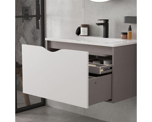 Тумба под раковину Equil Smile 80 tpSMILE80.1Y-04 подвесная цвет Белый Лен антрацит