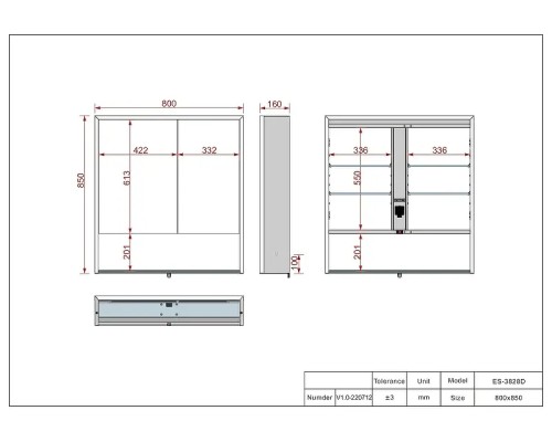 Зеркальный шкаф Esbano 80 ESMT3828D с подсветкой с инфракрасным выключателем
