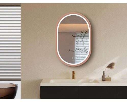 Зеркало Esbano ES-3310HVDG 60 ESMR3310HVDG с подсветкой цвет Розовое золото с сенсорным выключателем и подогревом