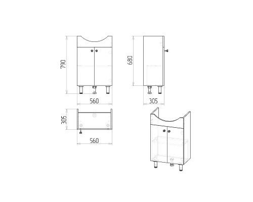 Комплект мебели для ванной Grossman Eco Line 60 106052-2 цвет Белый Дуб сонома