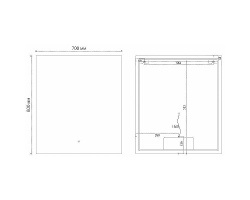 Зеркало Grossman Pragma-норма Black 70 1870802 с подсветкой цвет Черный с сенсорным выключателем и подогревом
