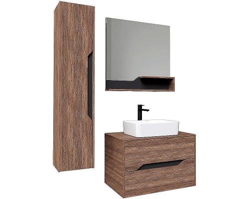 Шкаф пенал Grossman Лайф 32 303202 подвесной цвет Винтажное дерево темное Графит