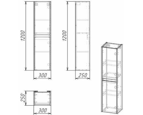 Шкаф пенал Grossman Смарт 30 303011 подвесной цвет Веллигтон Графит