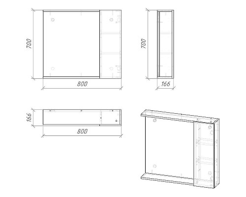 Зеркало со шкафом Grossman Юнит 80 208011 цвет Кадена вуд