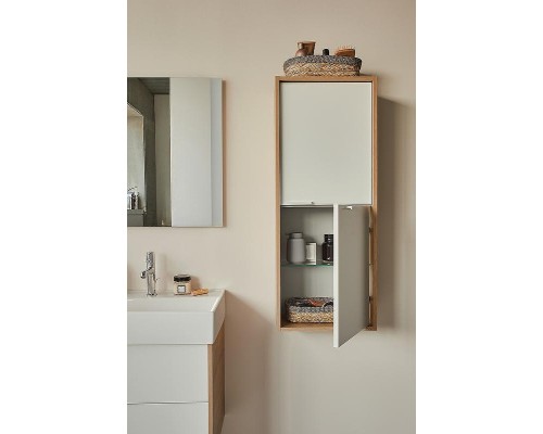 Шкаф пенал Jacob Delafon Vivienne 40 EB1587-E52-F30 подвесной цвет Белый сатин Дуб табак