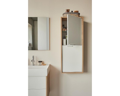 Шкаф пенал Jacob Delafon Vivienne 40 EB1587-E52-F30 подвесной цвет Белый сатин Дуб табак