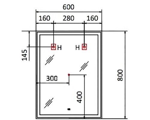 Зеркало Jorno Kvadro 60 Kvdr.02.60/W/RL с подсветкой с бесконтактным выключателем и часами