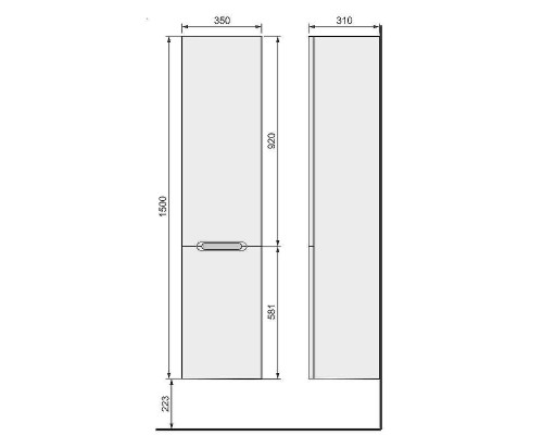 Шкаф пенал Jorno Modul 35 R Mоl.04.150/P/W подвесной Белый глянец