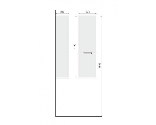 Шкаф пенал Jorno Moduo Slim 33 R Mod.04.115/P/W подвесной Белый глянец