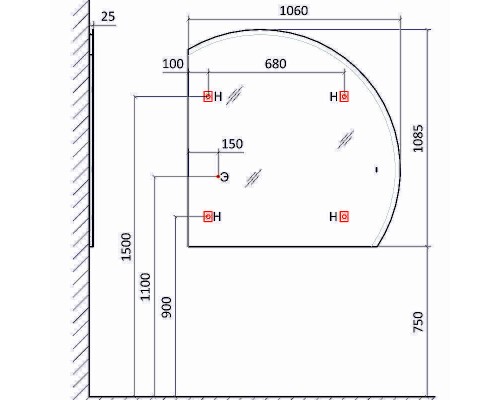 Зеркало Jorno Solis New 106 SolN.02.106/W/JR с подсветкой с бесконтактным выключателем