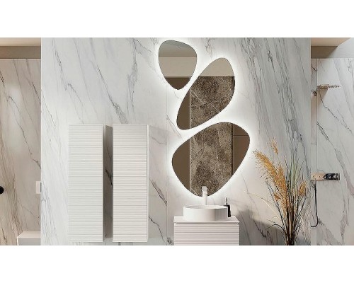 Зеркало Jorno Stone 80 Stn.05/W/JR с подсветкой капля (3 шт)