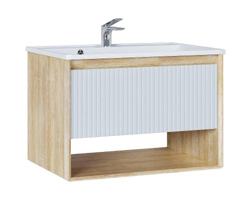 Тумба под раковину Jorno Tossony 90 Toss.01.90/P/SS-W/JR подвесная Сонома светлая Белая