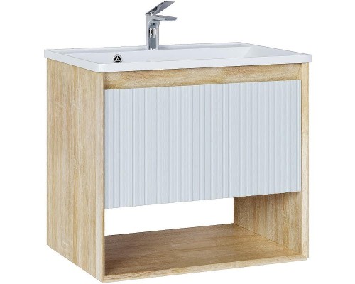 Тумба под раковину Jorno Tossony 70 Toss.01.70/P/SS-W/JR подвесная Сонома светлая Белая