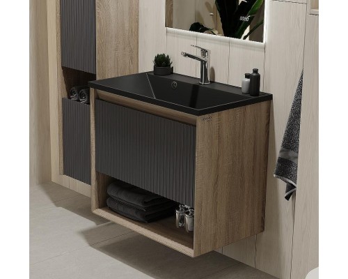 Тумба под раковину Jorno Tossony 70 Toss.01.70/P/DS-A/JR подвесная Дуб Самдал Антрацит