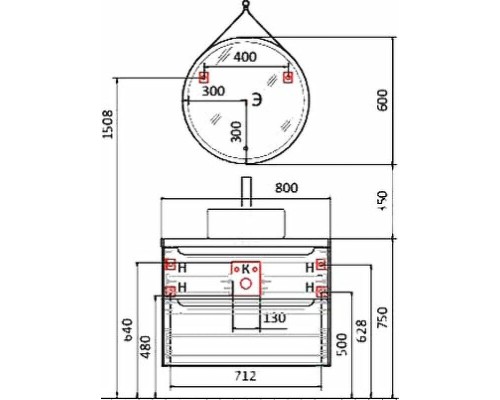 Зеркало Jorno Wood 60 Wood.02.60/ТК с подсветкой с бесконтактным выключателем