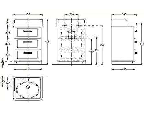 Тумба под раковину Kerama Marazzi Pompei 60 PO.M.60.3\WHT цвет Белый глянцевый