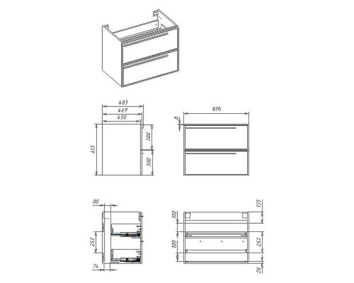 Тумба под раковину La Fenice Elba 90 FNC-01-ELB-B-90-2 подвесная Белая матовая