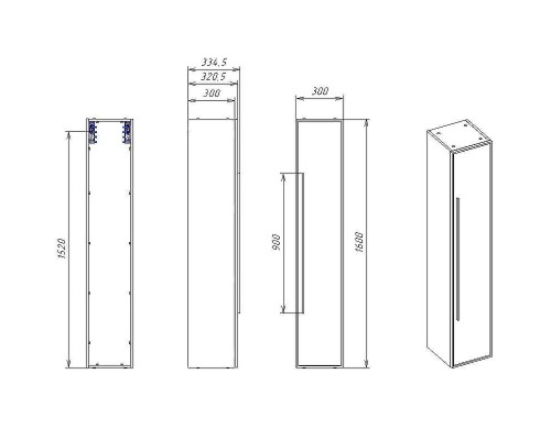 Шкаф пенал La Fenice Elba 30 FNC-05-ELB-BG-30 подвесной Синий матовый