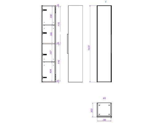 Шкаф пенал La Fenice Simpla 30 FNC-05-SIM-BG-30 подвесной Синий матовый
