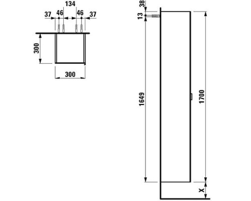 Шкаф пенал Laufen Val 30 4.1090.1.160.103.1 подвесной Темный вяз