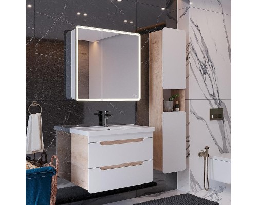 Шкаф пенал Lemark Olivia 35 LM08OL35P подвесной Белый глянец Дуб Кантри