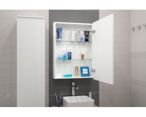 Зеркальный шкаф Misty Алюр 60 R МВК005 с подсветкой цвет Белый