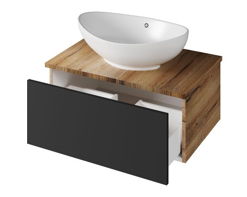 Тумба под раковину Misty Ива 70 П-Ива-01070-481Я подвесная Графит Дуб Вотан