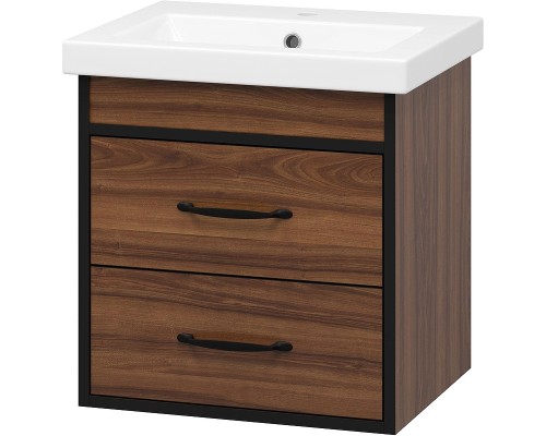 Тумба с раковиной Misty Кедр 50 УТ000014437 подвесная Орех