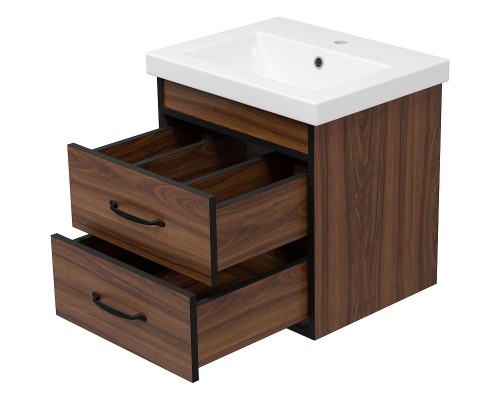 Тумба с раковиной Misty Кедр 50 УТ000014437 подвесная Орех