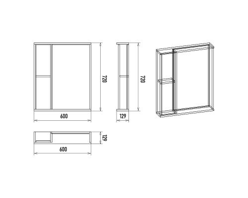 Зеркало со шкафом Misty Кедр 60 L П-Кед04060-011Л Орех Черное
