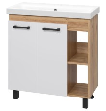 Тумба с раковиной Misty Крафт 80 УТ000013344 Белая Дуб Крафт золотой