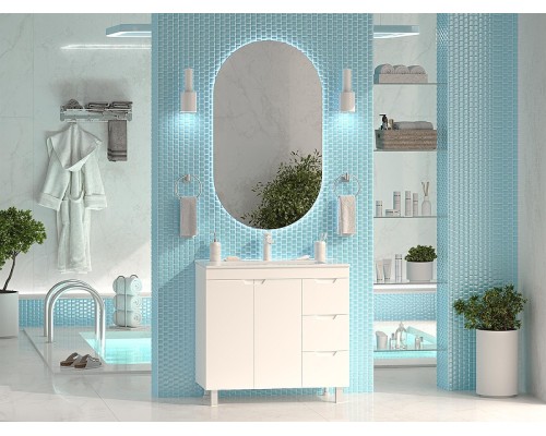 Тумба с раковиной Misty Оптима 90 УТ000024012 Белая матовая