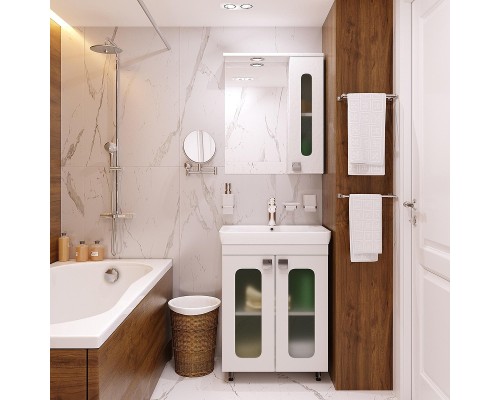 Зеркало со шкафом Misty Урал 60 R Э-Ура-04060-021П с подсветкой Белое