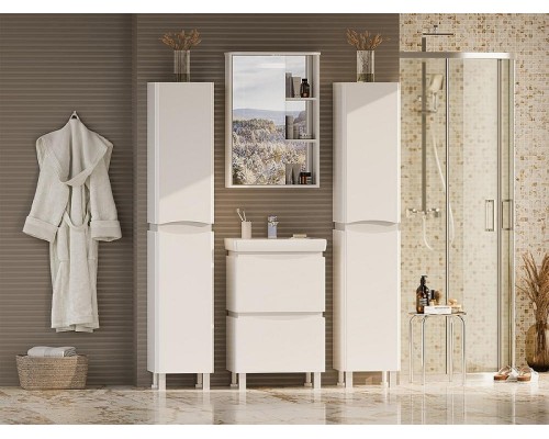 Зеркальный шкаф Misty Венера 55 L П-Внр04055-01СвЛ с подсветкой Белый