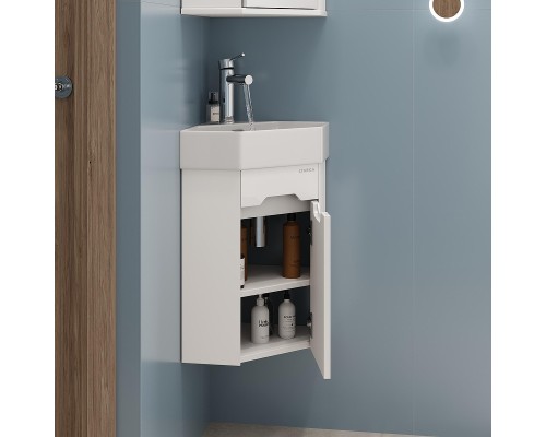 Тумба под раковину Onika Айленд 35 R 103502 подвесная, угловая цвет Белый