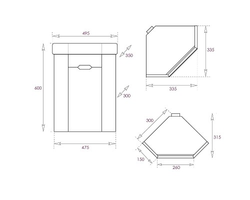Тумба под раковину Onika Айленд 35 R 103502 подвесная, угловая цвет Белый