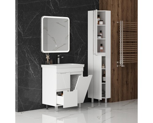 Тумба под раковину Onika Айленд 70 107062 с бельевой корзиной цвет Белый