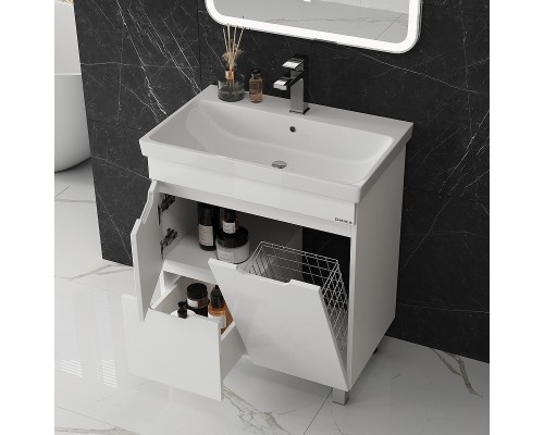 Тумба под раковину Onika Айленд 70 107062 с бельевой корзиной цвет Белый