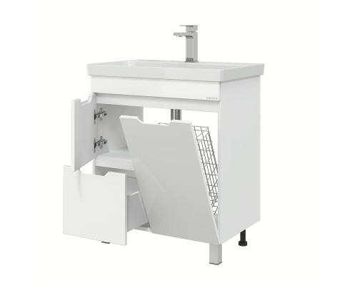 Тумба под раковину Onika Айленд 70 107062 с бельевой корзиной цвет Белый