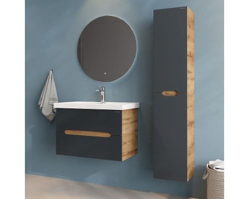 Тумба под раковину Onika Айленд 80 108064 подвесная цвет Дуб крафт золотой Графит